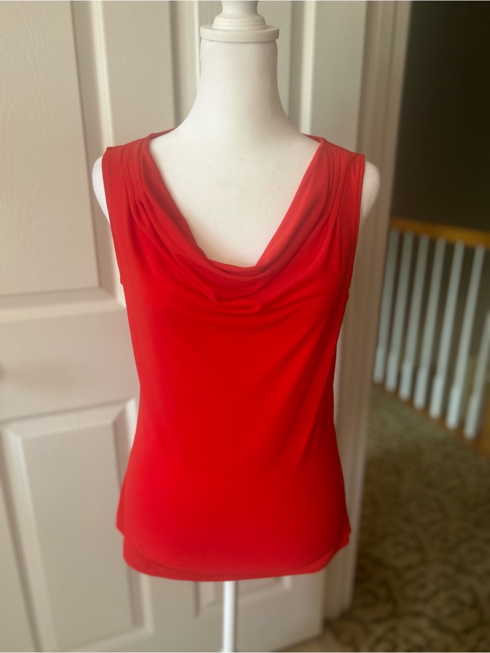 Calvin Klein Red Draped Cowl Neck Camisole